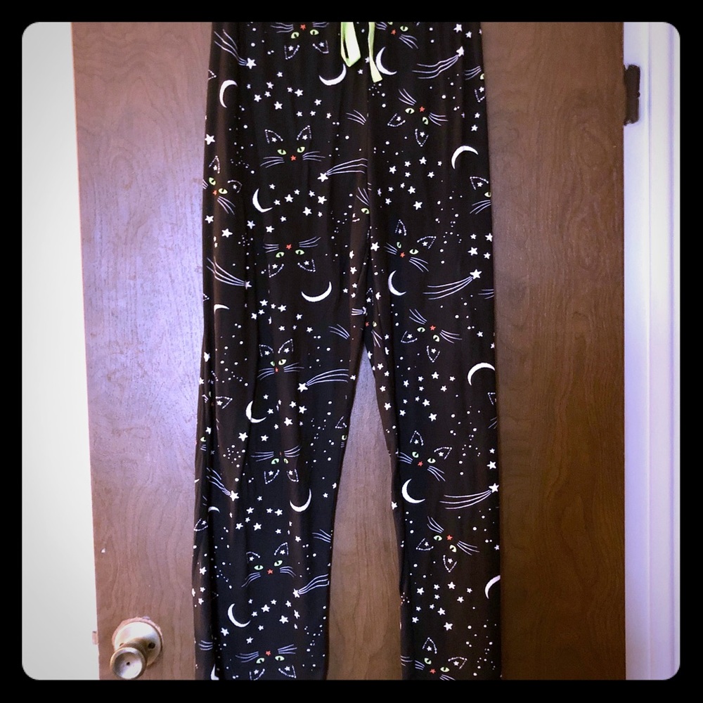 NWT XL Black Cat Halloween Pajama Bottoms